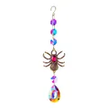 Acchiappasole in cristallo a ragno con pendente a goccia iridescente per Halloween - Ragno Rosso Prugna / 19cm / magenta