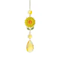 Attrape-soleil cristal tournesol doré avec pendentif goutte jaune - Pendentif Tournesol (Jaune)