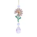 Attrape-soleil marguerite en cristal étincelant avec prisme goutte d'eau couleur lavande - Pendentif Marguerite (Violet)