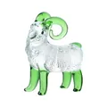 Elegante statuetta di ariete in cristallo con corna e zampe in vetro verde per l'arredamento - Stile C Capra / 47.5x19.5x56.5mm / Verde erba