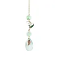 Attrape-soleil muguet fait main avec cristaux vert clair et pendentif feuille dorée - Pendentif Orchidée (Vert Fruit)