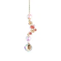 Attrape-soleil en cristal irisé avec fleurs de cerisier rouges et feuille dorée - Pendentif Boule de Fleurs (Couleur AB)