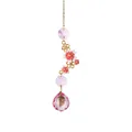 Attrape-soleil exquis en cristal floral rose avec ornement de feuille dorée délicat - Pendentif Boule de Fleurs (Rose)
