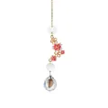 Attrape-soleil en cristal exquis avec fleurs en émail rose et décor de feuille d'or - Pendentif Boule de Fleurs (Transparent)