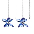 Elegante colgante atrapasol de flor de cristal azul para cadenas de ventiladores de techo - Mesh Leaf Flower (Blue) / Azul Medio