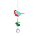 Colgante atrapasol de pájaro de cristal con cuentas verdes y bola facetada para jardín - Pájaro Gordo / Aprox 27cm (25g)