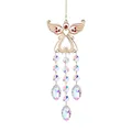 Vue détaillée d'un attrape-soleil en cristal avec ailes d'ange et prismes arc-en-ciel - Ange Œil de Cheval (LSGJ229) / 38cm / Rouge