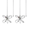 Juego de 2 cadenas de cristal con forma de flor para ventilador de techo plateado. - Flor de Hoja de Malla (Transparente) / Transparente