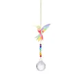 Colorful metal hummingbird crystal sun catcher with rainbow beads for garden décor - Rainbow Hummingbird / 30 Ball Length 28-30cm 46g