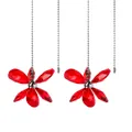 Dos adornos atrapasoles de flores de cristal rojo con cadenas de bolas de plata para ventilador - Mesh Leaf Flower (Red) / Rojo