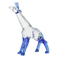 Handgefertigte Giraffenfigur aus blauem und klarem Glas für moderne Wohn- und Bürodekoration - Mittelblau