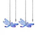 Set of blue crystal dragonfly suncatcher pendants with silver bead chains for garden decor - Dragonfly / Chain Length 50cm / Medium Blue