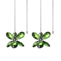 Dos piezas atrapasol de cristal verde flor adornos para cadena de tirador ventilador - Verde Hierba