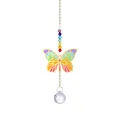Attrape-soleil papillon doré ornement suspendu avec perles arc-en-ciel et cristal - Papillon Coloré / 20 Boule Longueur 28-30cm 19g