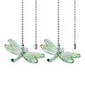 Elegant set of two green crystal dragonfly suncatchers with silver bead chains for garden. - Dragonfly / Chain Length 50cm / Fruit Green
