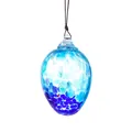 Elegante adorno colgante de huevo de Pascua de vidrio soplado azul hecho a mano - Bola de Gota-Azul Mar