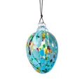 Adorno artesanal de huevo de vidrio hueco moteado para decoración de Pascua y Navidad - Bola de Gota-Azul Antiguo