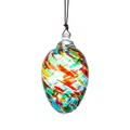 Adorno de huevo de vidrio de colores soplado a mano para Pascua y Navidad con cuerda - Bola de Gota-Rojo Amarillo Verde