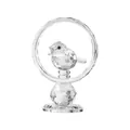 Elegante figura de pájaro de cristal tallado en un aro para decoración de hogar o coche - Anillo de Pájaro - Color AB / 65*44*95mm