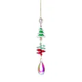 Festive Christmas tree crystal suncatcher pendant with iridescent teardrop prism - Small Christmas Tree Pendant / Total Length 37cm