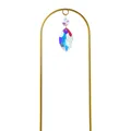 Close-up of garden suncatcher stake with vibrant multi-faceted crystal droplet for plant decor - Arch Style / Height 35.5cm