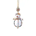 Bunter Kristall-Schneemann Weihnachtsanhänger mit goldfarbenem Metall und Emaille - Schneemann / Mit 40cm Seil 18g