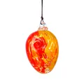 Huevo de Pascua colgante de vidrio soplado a mano con remolinos rojos y naranjas - Bola de Gota-Torsión Rojo Amarillo