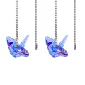 Iridescent blue crystal paper crane sun catcher with metal ball chain for garden - Origami Crane / Chain Length 50cm / Medium Blue
