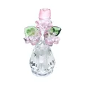 Elegante adorno de flor de rosa de cristal rosa en un jarrón de cristal facetado - 110*46.5mm / Rosa