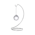 Faceted crystal ball with elegant silver metal hanging stand decor - Spherical Pendant / Silver