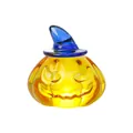 Citrouille d'Halloween en verre soufflé orange avec chapeau de sorcière bleu décor - Citrouille avec chapeau / 48*48*50mm 102g / Jaune