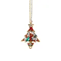 Exquisiter Weihnachtsbaumanhänger mit bunten Kristallen und Goldmetallverzierung - Kleiner Weihnachtsbaum Anhänger / Mit 40cm Seil 7g