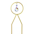 Dettaglio ravvicinato di un paletto da giardino con cristallo dai riflessi arcobaleno luminosi. - Paletto Rotondo / Altezza 35.5cm / Oro