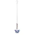 Handmade iridescent crystal butterfly suncatcher with colorful beads hanging ornament - Crystal Butterfly - Pink Purple / Approx 28.5CM 21g