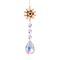 Gold snowflake crystal suncatcher hanging ornament with faceted rainbow prism droplets - Snowflake Pendant (50mm Bauhinia)
