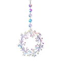 Vibrant iridescent acrylic wreath suncatcher ornament with colorful crystal prism beads for garden - AB Iridescent Round Wreath