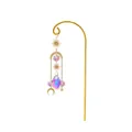 Golden sun catcher garden stake with iridescent pear crystal and celestial motifs - Grid Pendant / Total Length 17cm / Gold