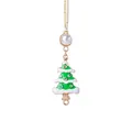 Élégant pendentif sapin de Noël en émail vert avec perle et strass brillants - Pendentif Sapin de Noël Vert