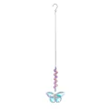 Iridescent faceted crystal butterfly suncatcher with purple beads for garden hanging decoration - Crystal Butterfly - Pink Green / Approx 28.5CM 21g