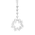 Silver acrylic star wreath ornament with bow and crystal beads for Christmas tree decoration - Star Bow / 82mm/16.5g