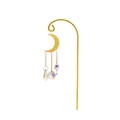Decorative gold garden stake featuring a crescent moon and crystal suncatcher pendants - Round Ball Pendant / Total Length 17cm / Gold
