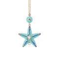 Élégante décoration de Noël en étoile de mer avec perles bleues et cristaux brillants - Pendentif étoile de mer