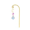 Elegant crystal suncatcher garden stake featuring golden crescent moon and blue prism - Maple Leaf Charm / Total Length 17cm / Gold