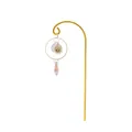 Golden garden suncatcher stake with crystal prism and sun charm decoration - Pointed Bead Pendant / Total Length 17cm / Gold