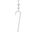 Silver candy cane Christmas tree hanging ornament with crystal beads and white ribbon - Christmas Candy Cane