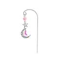 Picchetto da giardino argento con cristallo acchiappasole a forma di stella e luna celeste - Ciondolo Luna / Lunghezza Totale 17cm / Argento