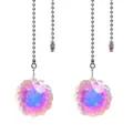 Ιριδίζον κρυστάλλινο κρεμαστό λουλούδι sun catcher με ασημί αλυσίδα για ανεμιστήρα - Σχήμα Δαμάσκηνου