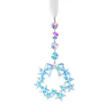 Iridescent acrylic star wreath ornament with bow and crystal beads on white ribbon - AB Iridescent Star Bow
