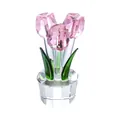 Elegant handcrafted pink crystal tulip flower figurine for home decor and gifting - 40.8x91mm / Pink Tulip