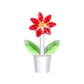 Red crystal flower ornament in transparent pot for elegant desktop decoration - Red Small Flower / 48x82.5mm